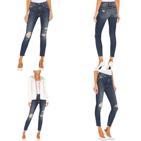 Mother High Waisted Rider Ankle Fray Jeans Size 26 In Wicked Wildflower Wash - Picture 15 of 16